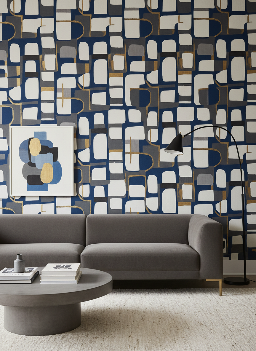 Carta da parati di design con motivo astratto contemporaneo
